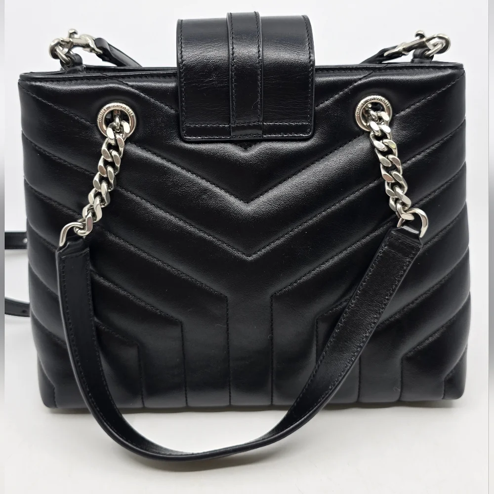 YSL Calfskin Y Quilted Monogram Small Loulou Shopper - Picture 5 of 16